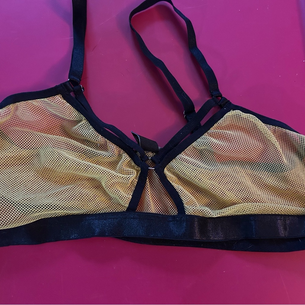 DollsKill Current Mood Yellow Mesh Bralette – Size M
